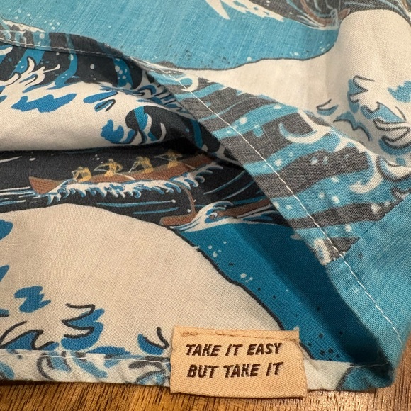 Men’s Western Aloha Wave Print Pearl Snap Shirt XXL Hawaiian Surf Button Up - Picture 12 of 13